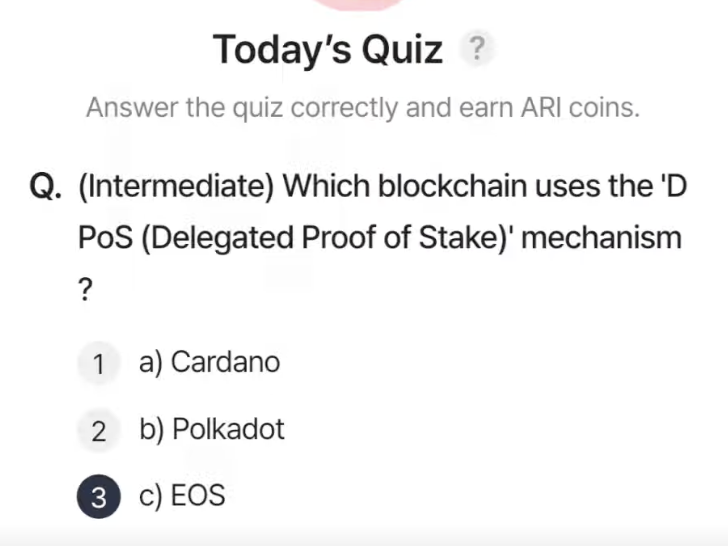 ARI Wallet Daily Quiz Answer 20 March 2025 (AriChain)